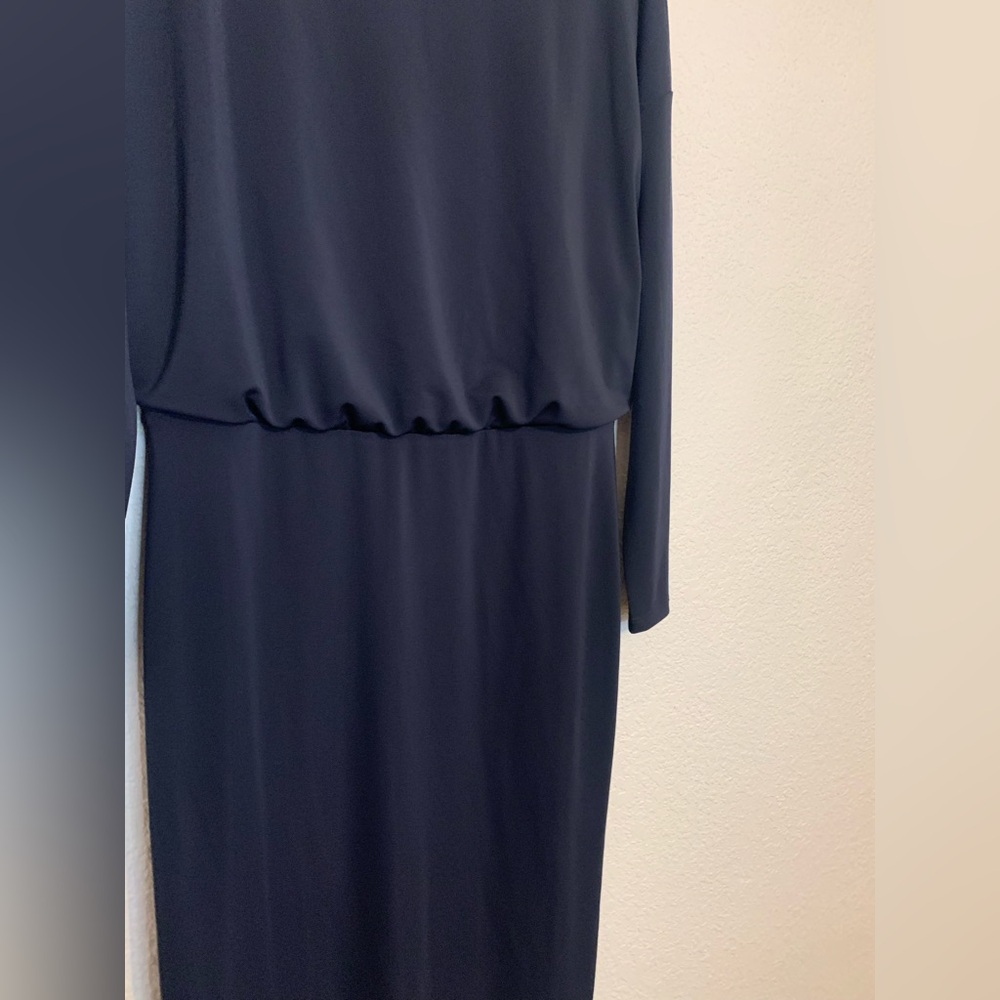 Ann Taylor Women Size 6 Blue Boat Neck Blouson Long Sleeve Dress - Picture 3 of 9